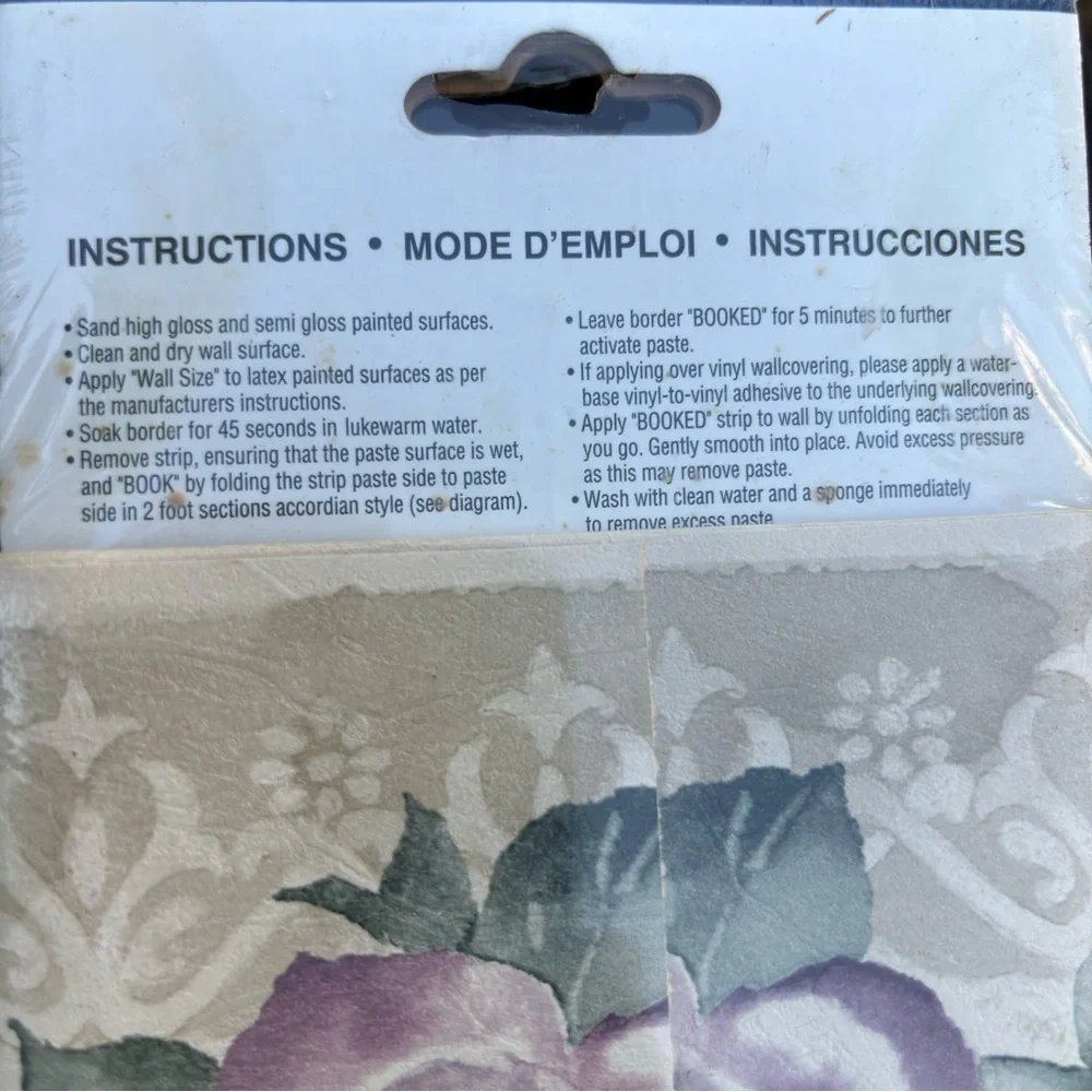 Norwall Floral Wallpaper Border Floral LavenderRose pattern. 1 Pkg. 5 yds. NIP